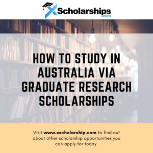 Study in Australia via Graduate Research Scholarships 2023